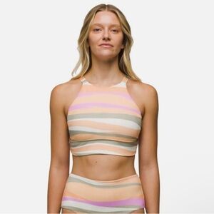 NWT prAna Orange Waves Sun Shade Swim Top Cutout Back Swimsuit Beach